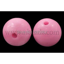 Opaque Flamingo Round Acrylic Spacer Beads,  Size: about 8mm in diameter,  hole: 1.6mm 2024 - buy cheap