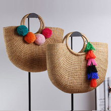 2020 new high quality tassel Rattan Bag beach bag straw totes bag bucket summer bags with tassels women handbag braided 2024 - buy cheap