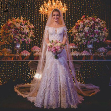 Великолепное свадебное платье с открытыми плечами, кружевное платье Русалочки, аппликация бисером и длинным рукавом, платье для свадьбы в Южно-африканском стиле 2024 - купить недорого