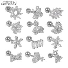 1PC Steel Ear Tragus Cartilage Piercing Crystal Flower Conch Lobe Earrings Barbell Piercing Orelha Ear Stud Helix Sexy Jewelry 2024 - buy cheap