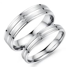 Stainless Steel CZ Couple Wedding Bands Promise Rings Free Shipping GJ411 2024 - buy cheap