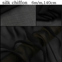 black 6mm 140cm Silk chiffon Fabric pure silk fabric 2024 - buy cheap