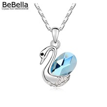 BeBella кристалл лебедь кулон ожерелье, модное ювелирное изделие для женщин с кристаллами от сваровски для женщин подарок 2024 - купить недорого