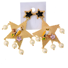 New Arrival Baroque Retro Tassel Earring Five Pointed Star Imitation Pearl Pendant Drop Big Earrings Women Party Fashion Jewelry 2024 - buy cheap