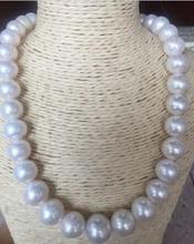 free shipping noble jewelry classic AAA huge12-14mm south sea round white pearl necklace 14k 2024 - buy cheap
