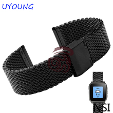 Pulseira para relógio inteligente, pulseira de aço inoxidável com malha sólida preta de 22mm 2024 - compre barato