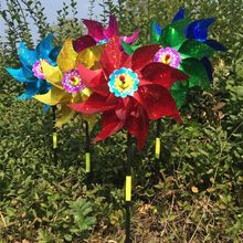 Wind Spinner Windmill Toys Kids Gifts Garden Decoration Rotation Glitter Sequin Windmills Glow Colorful Toy Home Ornaments 2024 - buy cheap