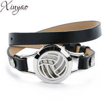 XINYAO 41cm Long Stainless Steel Leather Bracelet Volleyball/Football Charm Hollow Out Bracelet Fit Men Women Jewelry F7399 2024 - buy cheap