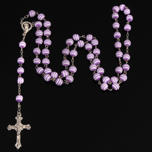 Ожерелье из акрилового каучука с христианскими крестиками, 48 шт., ожерелье из акрилового каучука с подвеской в виде розака Иисуса, молитвенная Мария, ожерелье 8 мм 2024 - купить недорого