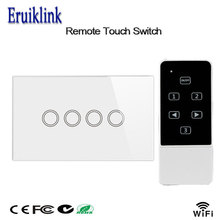 Interruptor de luz de pared para casa inteligente, Panel de cristal estándar de EE. UU., 4 entradas, 1 vía, táctil y Control remoto, Broadlink Rm Pro 2024 - compra barato