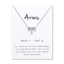 Joyería de moda Zodiaco 12 Constelaciones Aries colgante collar para mujer regalos de cumpleaños Tarjeta blanca mensaje 2024 - compra barato