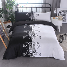 Mr & sra conjunto de cama estilo nórdico, clássico, preto e branco, geométrico, 3d, para casal, tecido, colcha, fronha, conjunto de cama 2024 - compre barato