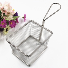 Cesta rectangular de acero inoxidable de 12x9,5 cm con freidora de aluminio, cesta de dumplings, filtro de criba de aceite caliente para herramienta de cocina 2024 - compra barato