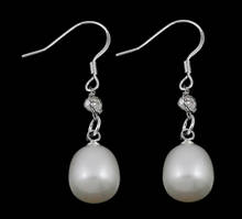 Wholesale 1 Pair Natural Real White Teardrop Charm Dangles Freshwater Pearl Drop Earring Rhinestone Wedding Bridal Earrings Gift 2024 - buy cheap