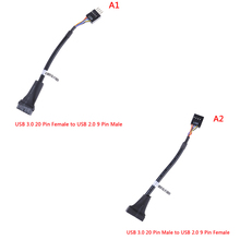 Cable adaptador de placa base para ordenador y PC, conector USB 3,0 de 20 pines a USB 2,0, convertidor de 9 pines 2024 - compra barato