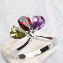 Multi-gems Multicolor Peridot Zircon Garnet  Silver Plated Argent Jewelry Us# Ring Size 6 / 7 / 8 / 9 S1962 2024 - buy cheap