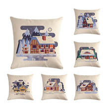 Cartoon Night Snowhouse Series Flax Pillow Cover Sofa And Auto Cushion Cover Office Cushion Home Decor 2024 - buy cheap