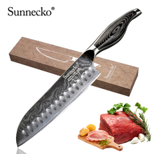 SUNNECKO Professional 7" inch Damascus Santoku Knife Japanese VG10 Steel Sharp kitchen knives Pakka Wood Handle Meat Cutter Tool 2024 - buy cheap