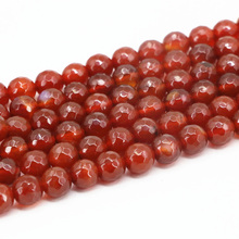 Faceted Round Natural Onyx Agates Stone Loose Beads for Jewelry Making 6 8 10 12mm Red Carnelian DIY Necklace Bracelet 15" A20 2024 - buy cheap