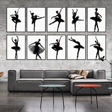 Cuadro de bailarina de Ballet en blanco y negro, impresión artística, póster, cuadro de pared, pintura en lienzo, decoración del hogar 2024 - compra barato