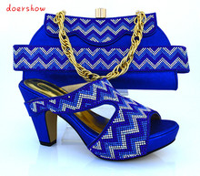 Juego de zapatos italianos con bolsos a juego, conjunto de zapatos africanos y bolsos a juego para boda, doershow, novedad HVB1-49 2024 - compra barato