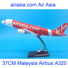 37CM 1:200 Malaysia Air Asia Airbus A320-200 Model Airline with Base Alloy Resin Aircraft Plane Desk Decoration Collection Model 2024 - buy cheap