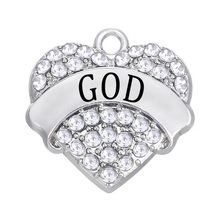 Exquisita Etiqueta de Dios en forma de corazón, colgante de Metal con incrustaciones de cristal, compatible con fabricación de joyas de religión religiosa, bricolaje 2024 - compra barato