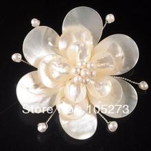 New Arriver Charming Natural 4-25mm White Color Shell MOP & Freshwater Pearl Flower Pin Brooch 72mm Handcrafted Fashion Jewelry 2024 - buy cheap