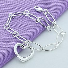 Pulsera de cadena con forma de corazón para mujer, de Plata de Ley 925, regalo de joyería a la moda 2024 - compra barato
