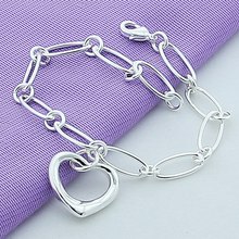 New Arrival 925 Sterling Silver Simple Heart Shape Chain Bracelet For Women Trendy Jewelry Gift 2024 - buy cheap