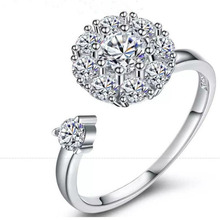 Кубический цирконий, открытое свадебное вращающееся кольцо для женщин, перстень для пальцев, кольцо, Искрящийся кристалл, обручальные кольца, вращающиеся ювелирные изделия KM40 2024 - купить недорого