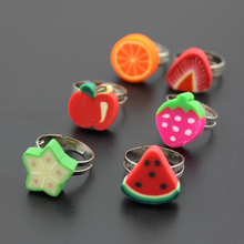 Mixed Color Cute Polymer Clay Fruit Shape Rings Watermelon Orange Strawberry 50pcs Wholesale 2024 - buy cheap