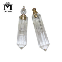 Colgante de botella de perfume de piedra de cristal transparente Natural, Péndulo de cuarzo blanco, collar de botella de aceite esencial, botella de deseos 2024 - compra barato