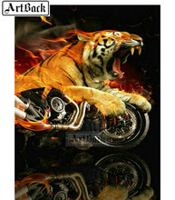 New sale fire tiger motorcycle 5d diy diamond painting cross stitch full square drill 3d mosaic home decoration ARB16 2024 - buy cheap