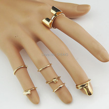 Cool 2014 New 84pcs(12sets) Gold P Fashion Heart Bow Womens Mens Rings & Nail Rings& Joint Rings Wholesale Jewelry Lots A1010 2024 - buy cheap