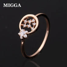 Кольцо MIGGA Сияющий кубический циркон Star CZ с кристаллами для женщин и девушек, Подарочные ювелирные изделия, цвет розового золота, кольцо 2024 - купить недорого