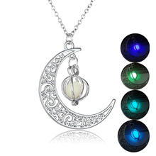 Colar feminino luminoso com pingente, colar de noite com lua brilhante e pendente 2024 - compre barato