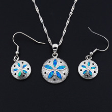 Ocean Blue Collection Mermaid Sand Dollar Turtle Starfish Pendant Necklace and Earrings Jewelry Set 2024 - buy cheap