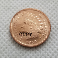 Сша 1859 индийская голова цент шаблон копия монеты 2024 - купить недорого