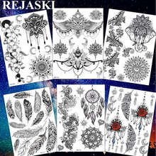 REJASKI Owl Chest Pendant Body Art Tattoos Temporary For Women Black Henna Tatoos Waterproof Dreamcatcher Flower Tattoo Stickers 2024 - buy cheap