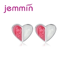 Student Style New Fashion 925 Sterling Silver Stud Earrings Top Quality Pink Heart Opal for Ladies Valentine's Gift 2024 - buy cheap