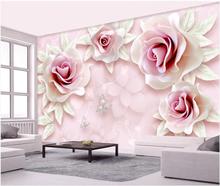 WDBH-papel tapiz 3d para decoración del hogar, foto personalizada Simple en relieve rosa, Fondo de tv, pintura para sala de estar, papel tapiz para paredes 3 d 2024 - compra barato