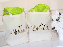 Personalize o casamento da folha de ouro sacos de tote, proposta Da Empregada Doméstica de Honra da dama de honra presentes Sacos de Tote da lona, sacolas de presentes de aniversário 2024 - compre barato