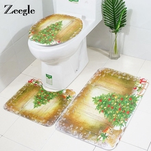 Zeegle-alfombra de baño de decoración navideña, juego de alfombrillas antideslizantes, absorbente, para cuarto de baño, ducha 2024 - compra barato