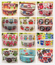 Free shipping 10 yards 7/8'' (22mm) cute owls printed Grosgrain Ribbon Animal Tape Gift Wrap Bakery Pack Clothing diy accessory 2024 - buy cheap