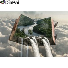 DIAPAI 5D DIY Diamond Painting 100% Full Square/Round Drill "Book waterfall" Diamond Embroidery Cross Stitch 3D Decor A23536 2024 - buy cheap