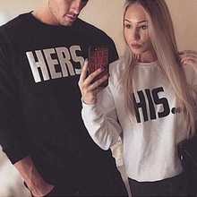 Lover Couple Matching HIS And HERS Jumper Sweats Tops Sweatshirts  women fashion unisex lover grunge tumblr funny quote Sweats 2024 - buy cheap