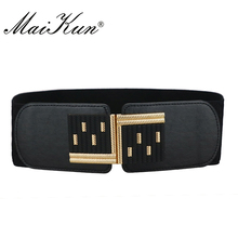 MaiKun-cinturones elásticos para mujer, cinturón ancho de cuero PU con hebilla de Metal de lujo, faja de diseñador femenina 2024 - compra barato