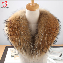 Hot Sale  Natural Raccoon fur collar  Real Women Fur Scarf Genuine Big Size Scarves Warp Shawl Neck Warmer Stole Muffler with 2024 - buy cheap