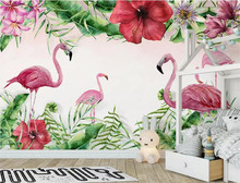 Papel de parede decorativo 3d, papel de parede para decoração, para melhoria da casa, sala de estar, medieval, flamingo tropical, planta 2024 - compre barato